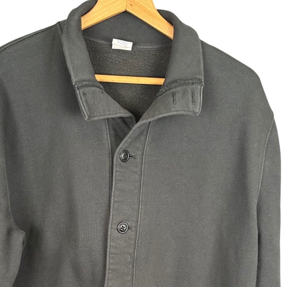 J.Crew Sportswear Mens XL Button Front Fleece Sweatshirt Gray Cardigan Jacket